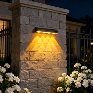 Lampe murale solaire extérieure étanche à LED, éclairage de jardin, trois couleurs, gradation, éclairage de sécurité pour clôture et aménagement paysager - Product Image 2