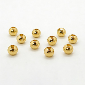 18k Gold Plated <b>Copper</b> Round Beads 6mm Loose Spacer Beads For <b>Bracelet</b> Making DIY Jewelry Components - Product Image 1