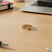 Schlanker Minimalistischer CZ-Cluster-Ring mit Herzform 18K Vergoldeter Schmuck für Berufstätige Frauen Tägliches Tragen