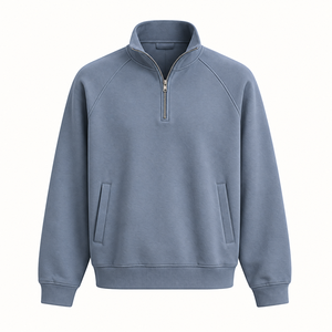 Sudadera con Cierre de Cremallera Personalizada con Logotipo, Cuello Alto, Manga Raglán, Media Cremallera, Bolsillos Laterales, Casual, Venta al Por Mayor, OEM, ODM - Product Image 1