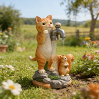 Lumière solaire LED IP65 étanche en forme de chat pour robinet, statue décorative de jardin, art extérieur pour cour, terrasse, balcon