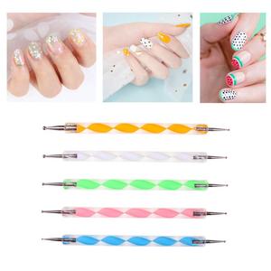 5 Stuks 2 Manier Puntje Pen Tool Nail Art Tip Multicolor Dot Toolset Dot Verf Manicure Kit Voor Embossing Patroon Nail Art - Product Image 2
