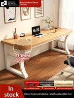 Bureau d'ordinateur en bois, bureau d'étude pour étudiant, table longue et étroite pour chambre à coucher ou bureau à domicile, table simple épaissie en forme de C pour e-sport avec cloison métallique