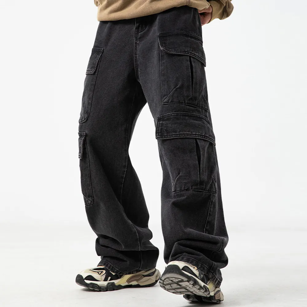 OEM Custom Jeans Fashion Full length Hip Hop Low Rise Baggy Jeans loose Mens Denim Pants Y2K Denim For Women's & Men's