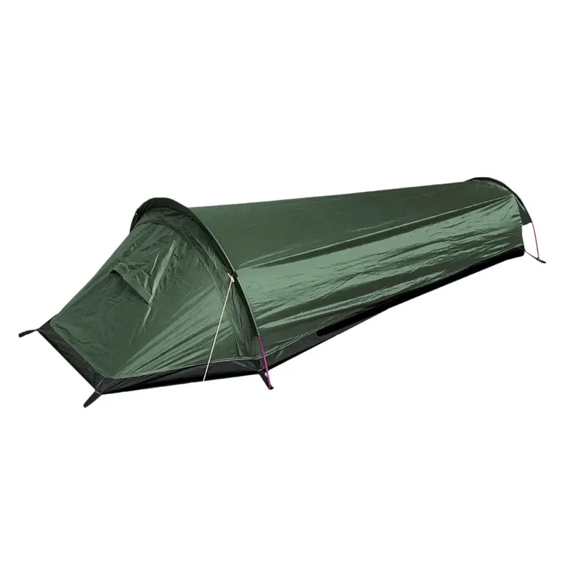 단일 사람 야외 녹색 Bivvy 텐트 초경량 하이킹 배낭 경량 1 남자 슬리핑 텐트 3 계절