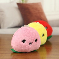 Porte-clés poupée pêche colorée en peluche de 8 cm, rembourrée en coton PP, jouet doux et mignon en forme de fruit, breloque de sac, cadeau pour enfants, vente en gros
