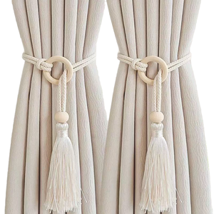 Tenda moderna bohémien <span class=keywords><strong>con</strong></span> perline in legno e nappe nuovo Design cinturini per tenda lunga accessori - Product Image 4