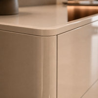 Meuble de salon moderne brillant, buffet de rangement personnalisé avec étagère d'affichage LED pour entrée