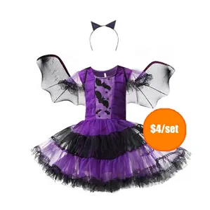 2024 детское маскарадное платье для мальчиков и девочек, косплей, Хэллоуин, костюмы летучих мышей, вампиры, ведьмы, платья, детские костюмы для Хэллоуина