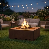 Brasero rustique en acier Corten couleur rouille pour bois de chauffage sec, personnalisable en gros, avec tiroir