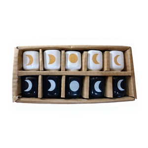 Porte-bougie en céramique à motif triple lune, écologique, fait main, pour mariage, Noël, décoration de la maison, méditation - Product Image 1