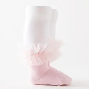 Wholesale Factory Directly Spanish Socks tulle Trim Ballet Latin dancing princess toddler girls tutu socks custom