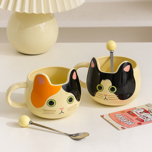 Tazas de Café Bonitas, Taza de Cerámica 3D con Forma de Gato y Cuchara - Product Image 5
