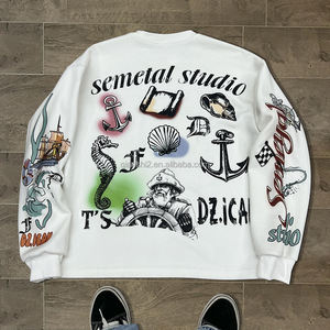 Qianshi Hersteller Custom Thermal Waffle Strick Langarm Bedrucktes Oversized Luxus Hip Hop Langarm T-Shirt für Herren - Product Image 2