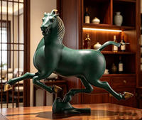 Sculpture de cheval au galop en bronze grandeur nature, patine vintage, statue d'art pour jardin et galerie
