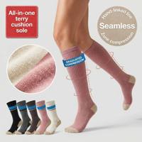 Chaussettes de compression confortables à hauteur du genou avec logo personnalisé, chaussettes de course de haute qualité, chaussettes de compression athlétiques en tissu éponge