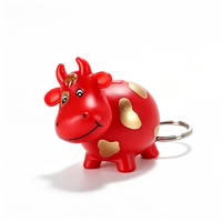 Nouveau porte-clés LED en plastique ABS en forme de vache avec design de dessin animé et son 'Moo Moo'