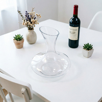 Groothandel handgeblazen glazen wijnkan, handvatloze, wijduitlopende mondstuk beluchter decanter voor restaurant catering bulk export