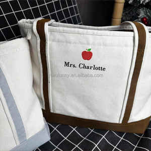 Tote Bag personalizzata per insegnante di mele ricamato insegnante personalizzato damigella d'onore rosa regalo per la sua borsa Tote di tela fai da te - Product Image 2
