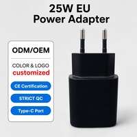 Cargador de Pared con Certificación CE, Carga Rápida PD de 25W, Puerto USB C Único, Enchufe Estadounidense, Adaptador de Corriente para Teléfono Móvil, para Dispositivos Inteligentes Universales