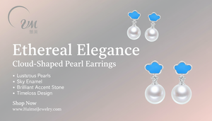 CHIC Series Alice Blue Cloud Pearl Stud Pendientes 18K Pendientes de gota de oro blanco Estilo clásico Regalo perfecto para niñas - Product Image 4