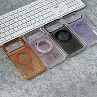 Coques de téléphone à cadre métallique avec chargement sans fil et support brillant en TPU+PC haute transparence pour iPhone 17 Pro Max