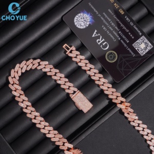 Collar de Moissanita Chapado en Oro Rosa de 10MM, Corte Brillante Redondo, Engaste en Canal, Certificado GRA, Joyería de Lujo para Mujer - Product Image 2