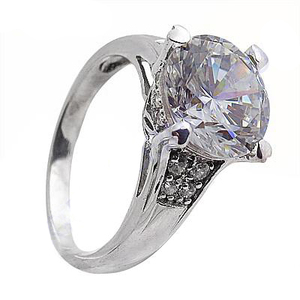 Bague sensationnelle en argent sterling massif 925 Zircon cubique coupé en blanc avec CZ élégant pour mariage ou cadeau mémorable - Product Image 2
