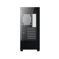 Boîtier PC Gamer JNP-K04 Mid Tower en alliage d'aluminium avec panneau latéral en verre, support ATX, affichage intégré et alimentation