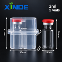 Boîtes de protection pour flacons en gros, pratiques, étanches, transparentes en PP, pour 2 flacons de 10 ml, et supports pour 2 flacons de 3 ml