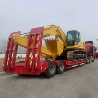 Semi-remorque à plateau surbaissé de 80 à 100 tonnes, 3 essieux, col de cygne détachable, pour le transport d'excavatrices et d'équipements lourds