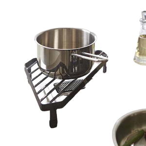Estante triangular de cocina de hierro multiusos, estante de almacenamiento de escritorio para olla, estante de esquina de baño para cosméticos, artículos de tocador - Product Image 1