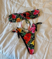 Bikini deux pièces personnalisé avec logo, maillot de bain string mat côtelé, tongs, grandes tailles XS, pour occasions de plage
