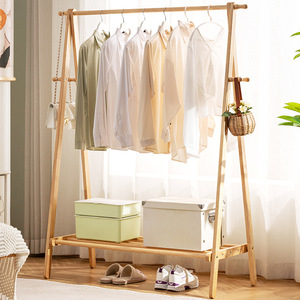 Simple solid wood coat <b>rack</b>, floor-standing folding coat <b>rack</b>, standing <b>clothes</b> <b>rack</b>, multi-functional minimalist <b>clothes</b> rod - Product Image 1