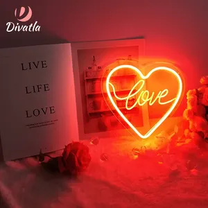 DIVATLA personalizzazione romanticismo felicità amore cuore decorazione del partito tavolo e parete impermeabile acrilico Led luci al Neon segno
