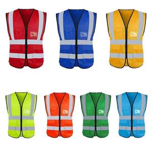 Gilet de sécurité réfléchissant en polyester durable, personnalisé, haute visibilité, sans manches, ANSI Classe 2, imperméable, respirant, avec fermeture éclair - Product Image 3