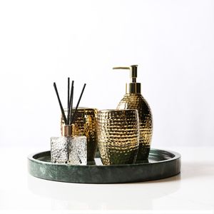 Stonekocc D25x3cm LOGO personalizzato prezzo di fabbrica verde nero marmo nordico luce di lusso cosmetici di stoccaggio cucina soggiorno - Product Image 4