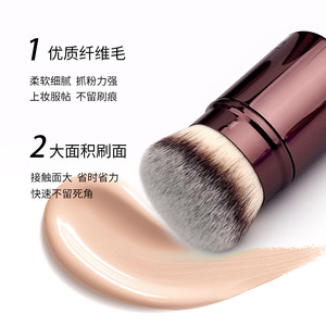 Pinceau à fond de teint rétractable, poils synthétiques, pinceau de maquillage compact et portable pour l'application du fond de teint - Product Image 2