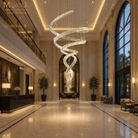 Lustre en cristal en spirale doré de luxe sur mesure, grand modèle, avec LED, garantie 3 ans, pour villa, hall d'hôtel, escalier haut