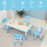 Ensemble Table et Chaises pour Enfants Réglable en Hauteur, Bureau pour Tout-Petits avec Sièges, Table et Chaises d'Étude Scolaire, Table de Maternelle