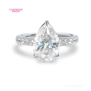 S925 Sterling <b>Silver</b> Moissanite <b>Ring</b> Pear Shape Pave Setting Engagement Jewelry For Women - Product Image 5