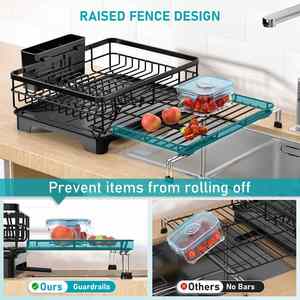 <b>Kitchen</b> Storage Rack with Adjustable Countertop, Drain Bowl and Dish Rack, Sink, <b>Pull</b>-<b>out</b> Household Storage Rack - Product Image 2
