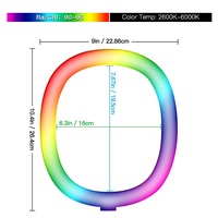 Anneau lumineux RGB de 10 pouces/12 pouces pour téléphone portable, lumière annulaire à intensité variable pour photographie de photo de bureau, lumière de beauté en direct de TikTok, lumière annulaire pour selfie