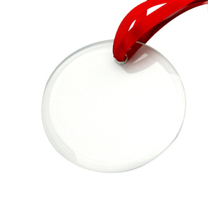 Ornamento Natalizio Moderno per Trasferimento Termico, Ciondolo in Vetro Rotondo da 3 Pollici con Cordino Rosso, Decorazione Natalizia, Supporto Vuoto per Logo o Immagine Fai-da-Te - Product Image 5