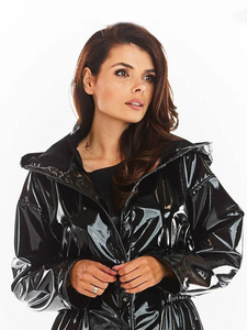 Giacca a vento da <span class=keywords><strong>donna</strong></span> con cappuccio in PU effetto specchio e tasche, giacca a maniche lunghe in ecopelle, <span class=keywords><strong>impermeabile</strong></span> da <span class=keywords><strong>donna</strong></span> - Product Image 2