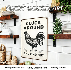 Divertenti Regali a Tema Pollo: Poster Decorativo da Parete Impermeabile in Ferro con Scritta 'Cluck Find' per Casa, Fattoria, Cucina, Giardino, 8x12 Pollici, per Interni ed Esterni - Product Image 5