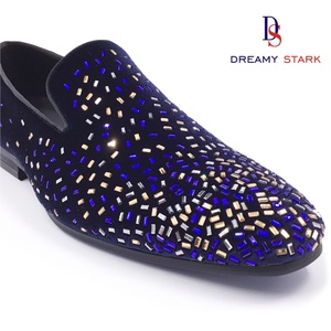 Chaussures habillées pour hommes en cuir véritable de haute qualité, faites à la main, avec design diamant DIY, à enfiler, légères, pour l'automne, avec logo personnalisé, pour le bureau - Product Image 4