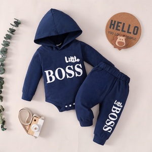 Conjunto de 2 piezas para bebé recién nacido, mono con capucha de manga larga, pantalones, estampado personalizado, ropa de algodón, botones a presión, para verano - Product Image 3
