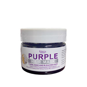 Masque capillaire à la kératine violette, soin hydratant en profondeur pour cheveux blonds, argentés, platine, réparation des dommages, sans teinte jaune - Product Image 6