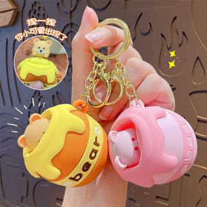 Nouveau dessin animé mignon cache-cache chat sac voiture accessoires gros pincement peut supporter le soulagement du Stress jouet porte-clés - Product Image 2